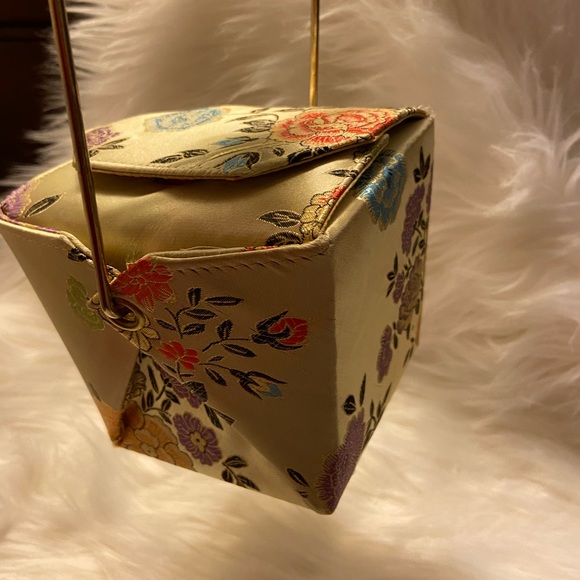Vintage Handbags - Vintage Satin Chinese box purse with Bamboo Handle
